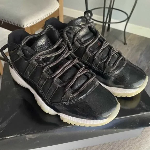 Air Jordan 11 Low Black White Mens Sneakers Retro Patent Leather Size 7 - Picture 1 of 5